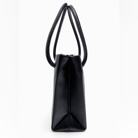 Zara SQUARED MINI TOTE BAG. Black. One Size. New with Tags. - Picture 4 of 5